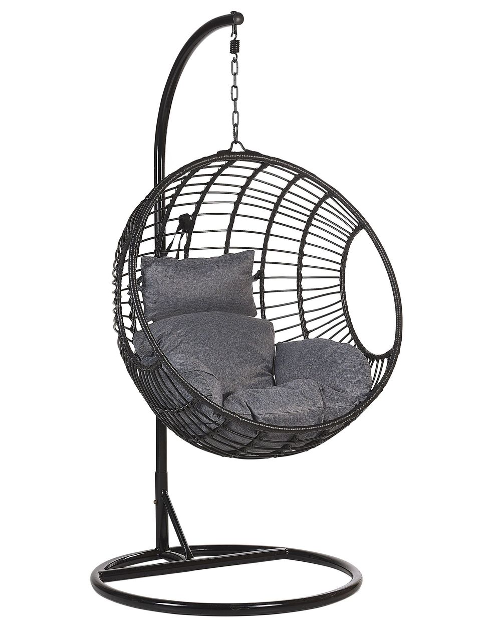 Silla colgante con soporte ASPIO Ratán sintético Negro