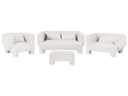 Set da salotto 6 posti HOGBO con ottomana Tessuto Bianco_1050039