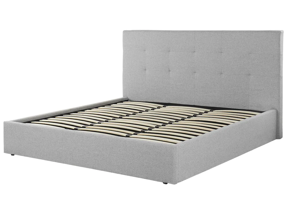 Ottoman Bed LORIENT Fabric Grey 180 x 200 cm (EU Super King)_827032