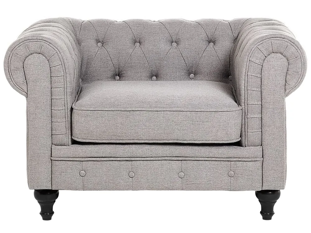 Set da salotto 4 posti CHESTERFIELD Tessuto Grigio chiaro_797138