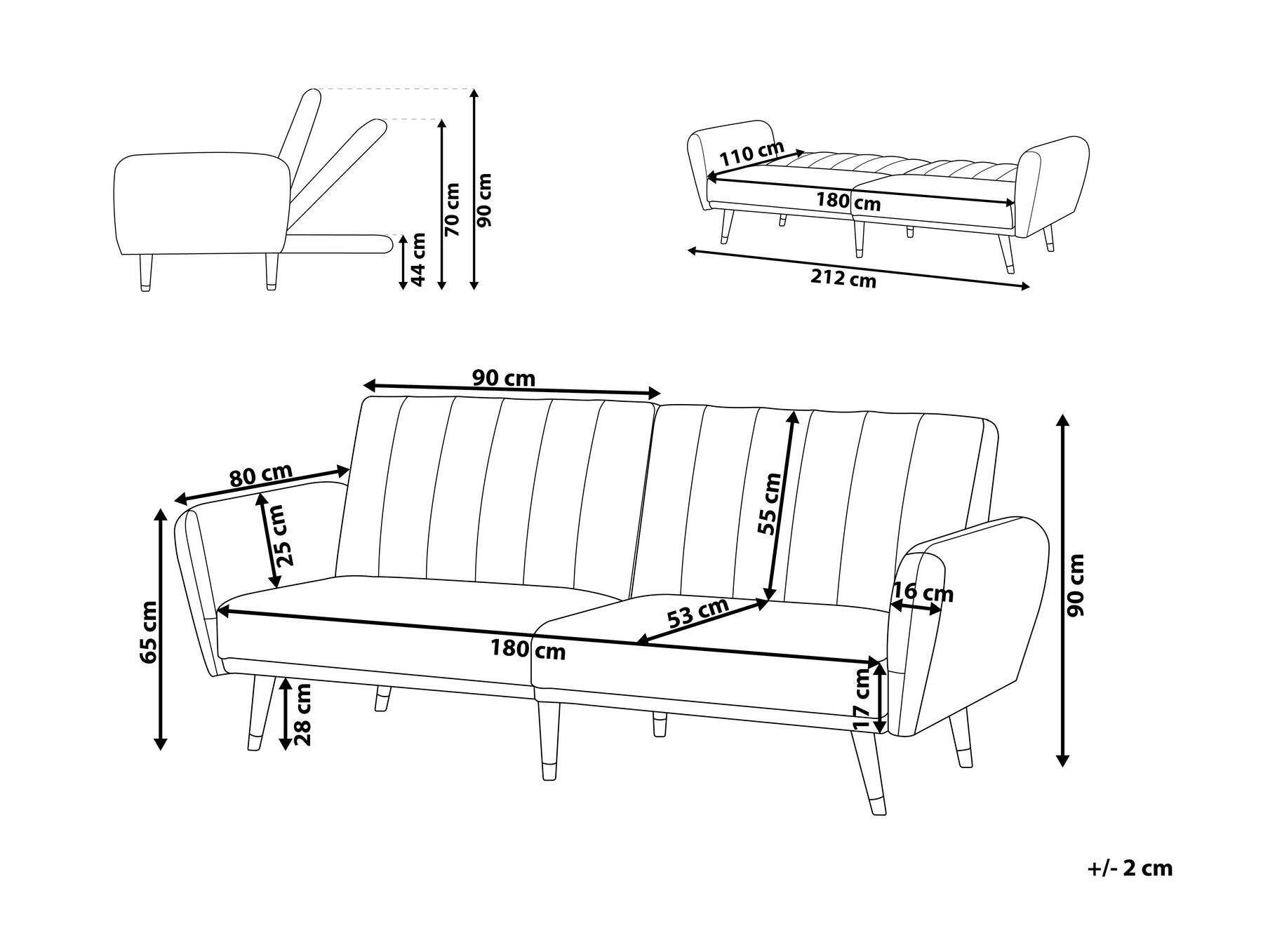 Sofa Bed 3 Seater VIMMERBY Fabric Light Brown_900044