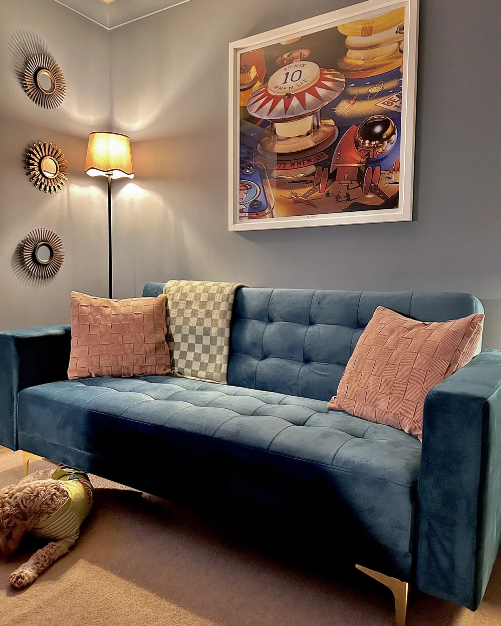 Sofa Bed 3 Seater ABERDEEN Velvet Teal_961164