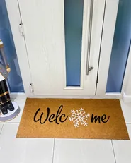 Doormat BALANACAN Natural 55 x 120 cm Christmas Motif Coir_1039610