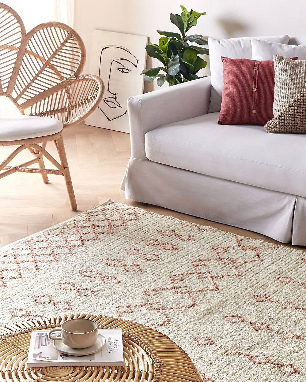 Tappeto BUXAR Beige 160 x 230 cm Cotone_1179143