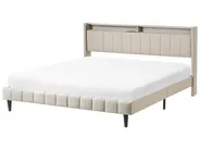 Bed with LED BEAULIEU Fabric Beige 180 x 200 cm (EU Super King) with USB Port with Storage_993536
