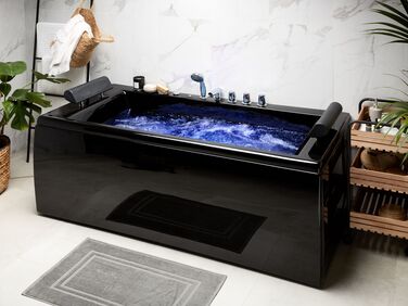 Whirlpool Bath with LED 1720 x 830 mm Black MONTEGO