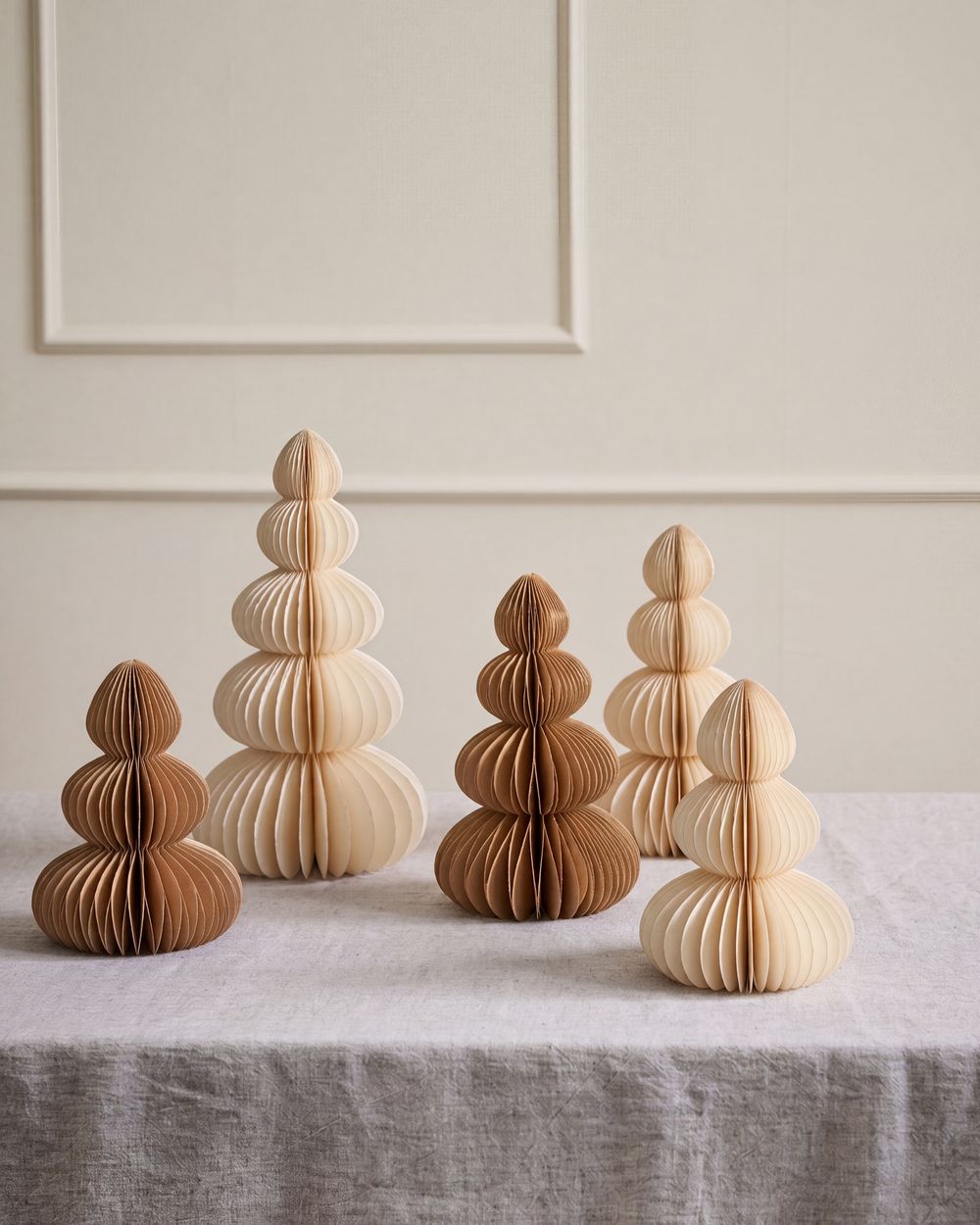 Set van 6 kerstdecoraties RANELVA 14/19/25 cm Kerstboom Bruin/beige