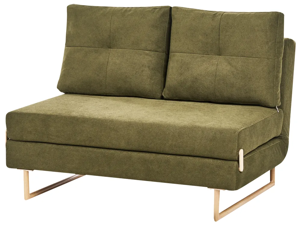 Sofa Bed 2 Seater JERSLEV Fabric Green_1011731