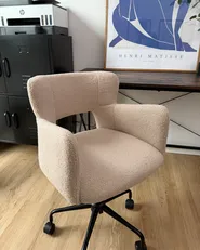 Sedia da scrivania SANILAC II Bouclé Beige_1050686