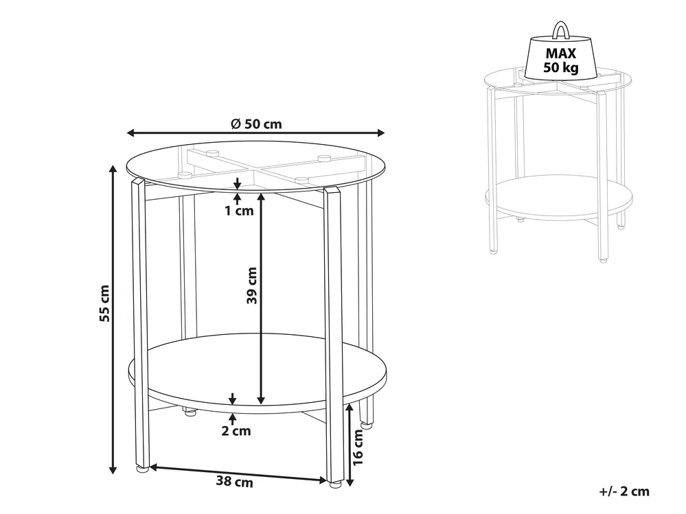 Side Table LOVELL Tempered Glass Gold_937309