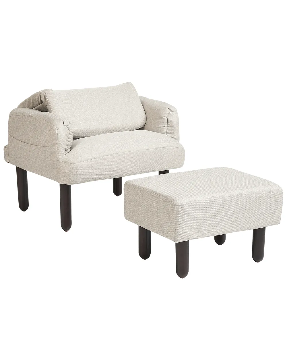 Fauteuil Inclinable Oland Avec Repose-pieds, Lin Beige, Style Rétro, Beliani