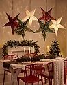 Conjunto de 2 decoraciones colgantes LED MOTTI 45 cm Estrella Verde esmeralda