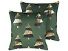 Conjunto de 2 cojines decorativos GOLDSPRUCE 45 x 45 cm Terciopelo Verde Motivo navideño