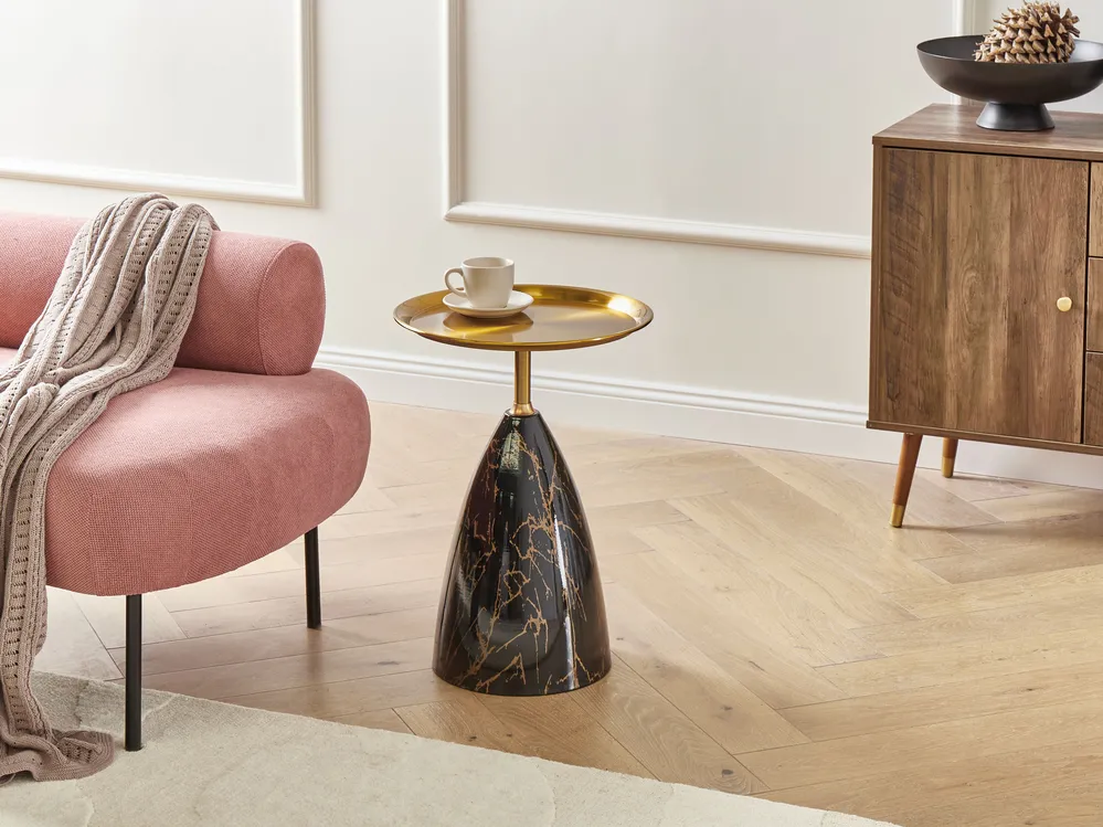 Side Table STORM Metal Marble/ Gold