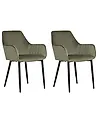 Set of 2 Dining Chairs WELLSTON Velvet Olive Green