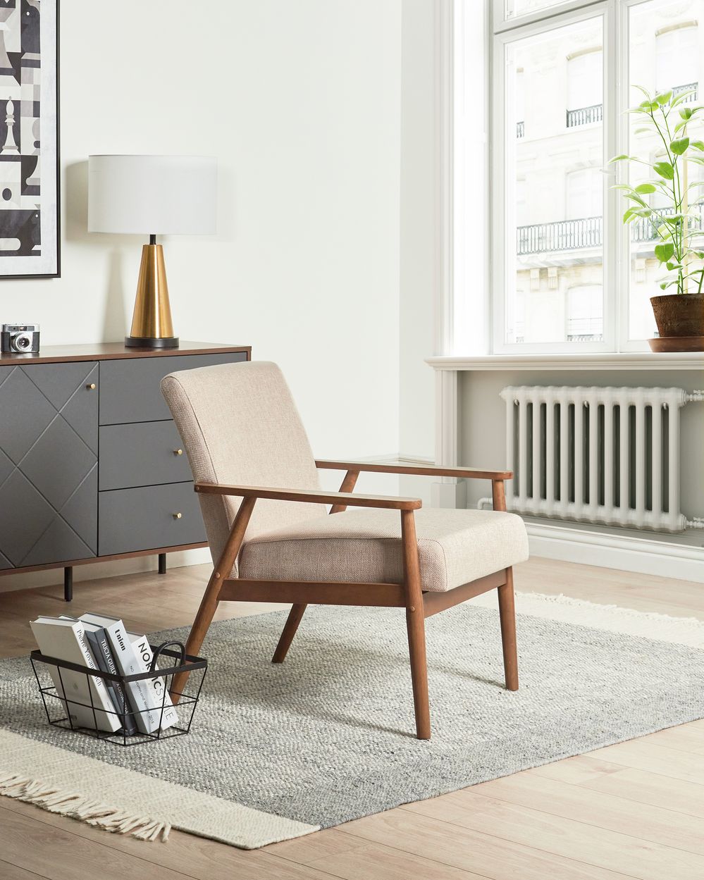 Armchair ESRUM Fabric Dark Brown/ Beige