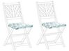 Set of 2 Outdoor Seat Pad Cushions Triangle Pattern Blue and White TERNI_844206