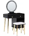 Dressing Table with Mirror and Stool YVES LED Black