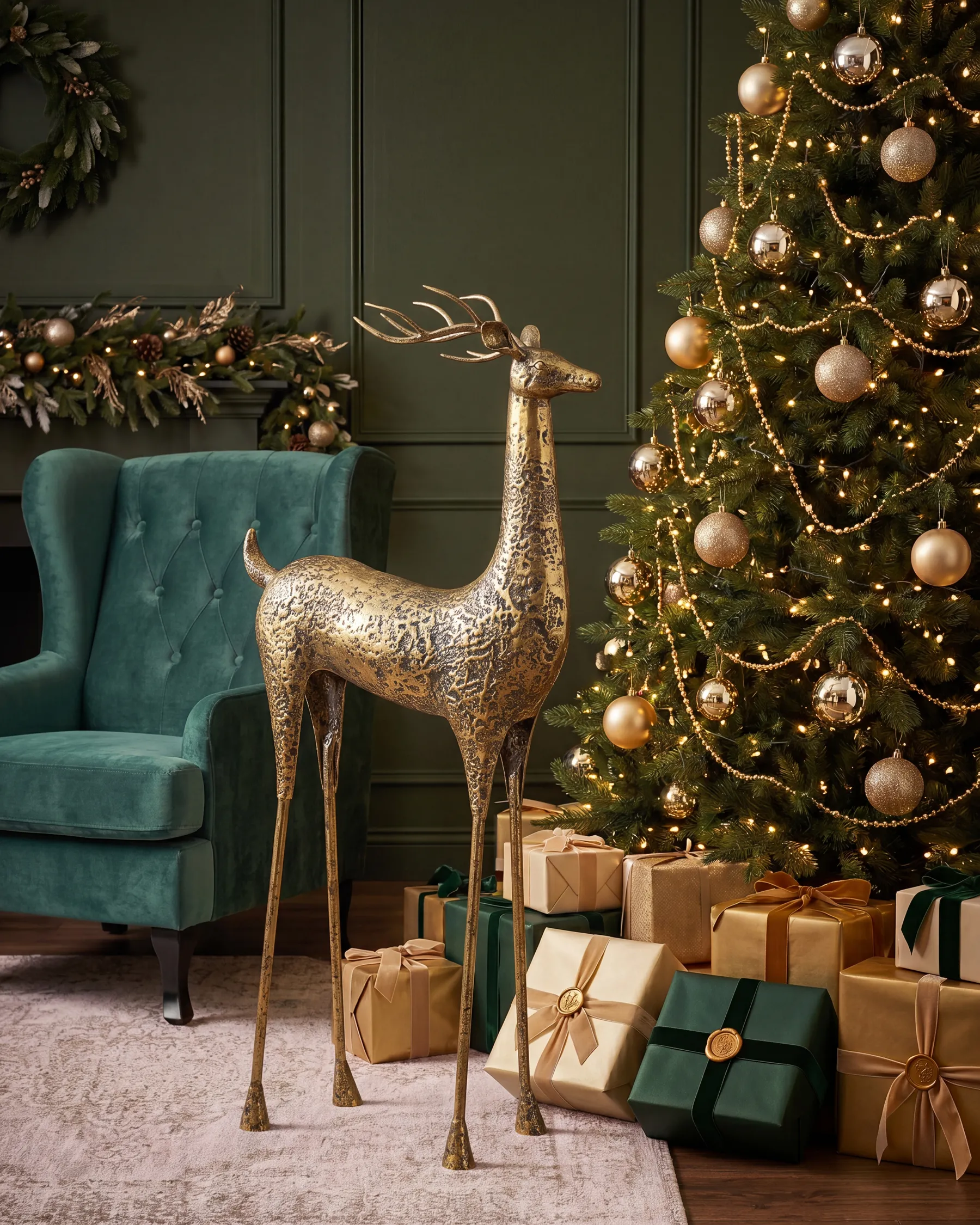 Floor Christmas Decoration PELLO 126 cm Reindeer Gold_787004