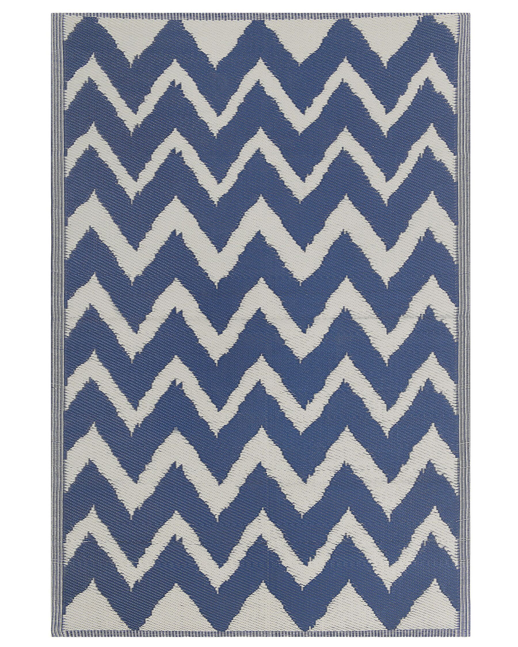 Tapis extérieur au motif zigzag bleu marine 120 x 180 cm SIRSA_766552