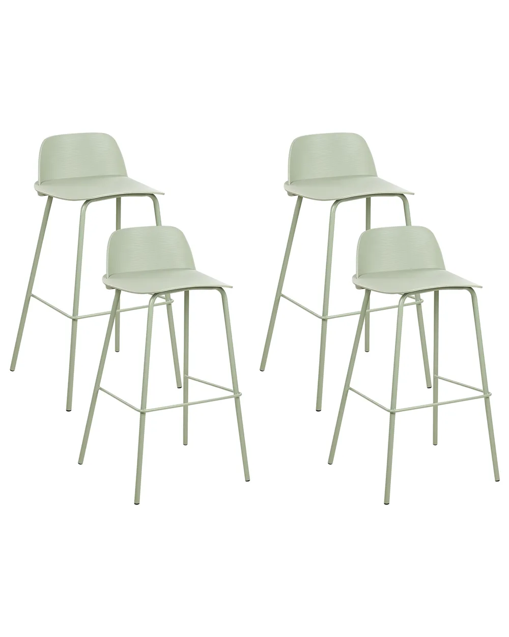 Conjunto de 4 bancos de bar MORA Verde claro