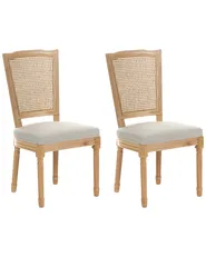 Set of 2 Chairs BONANZA Wood Light Brown/ Beige_1090781