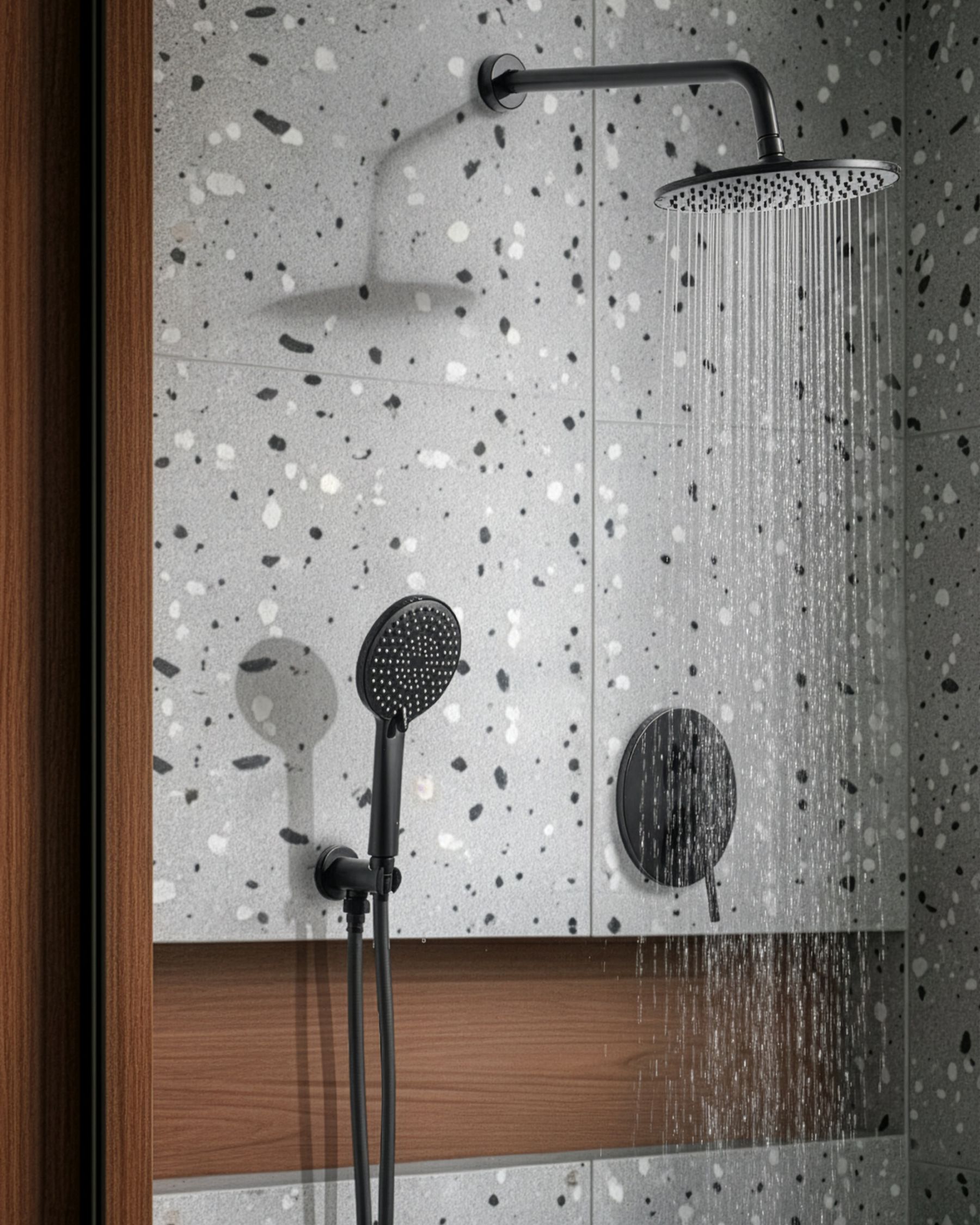 Zestaw prysznicowy podtynkowy z deszczownicą czarny PUELO_1000144