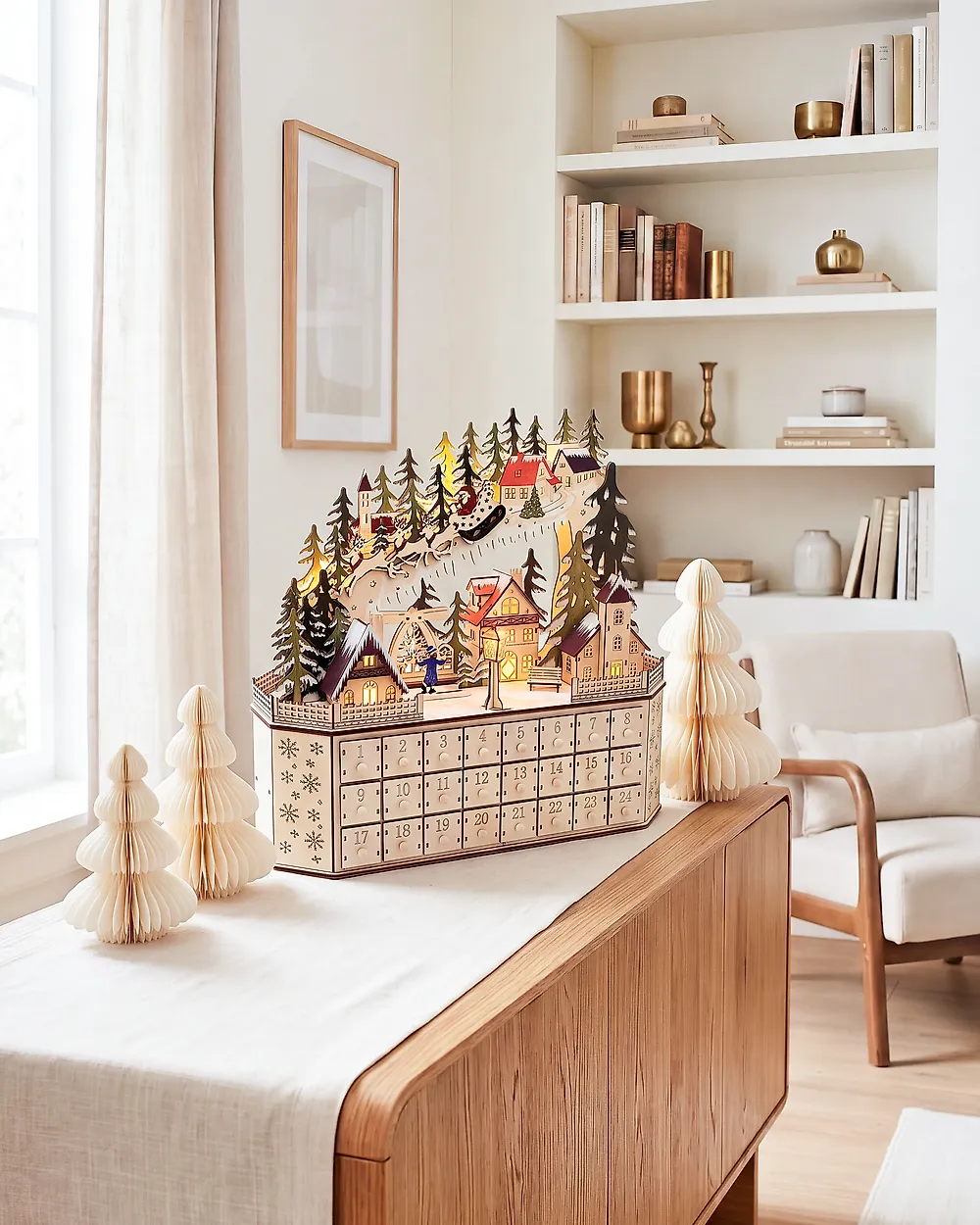 Christmas Decoration LED JOKELA 45 cm Advent Calendar Light Brown_1175915