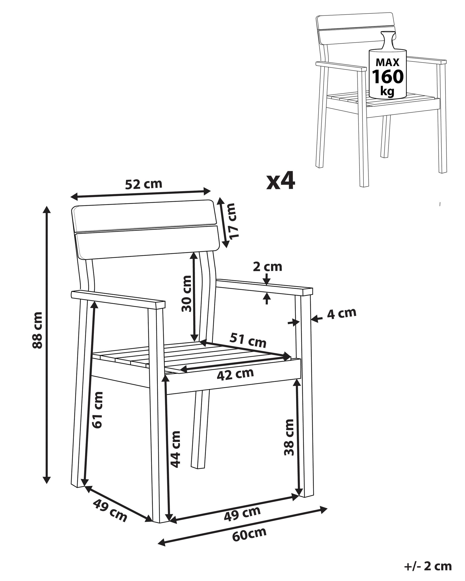 Set of 4 Garden Chairs FORNELLI Acacia Wood Brown_823596