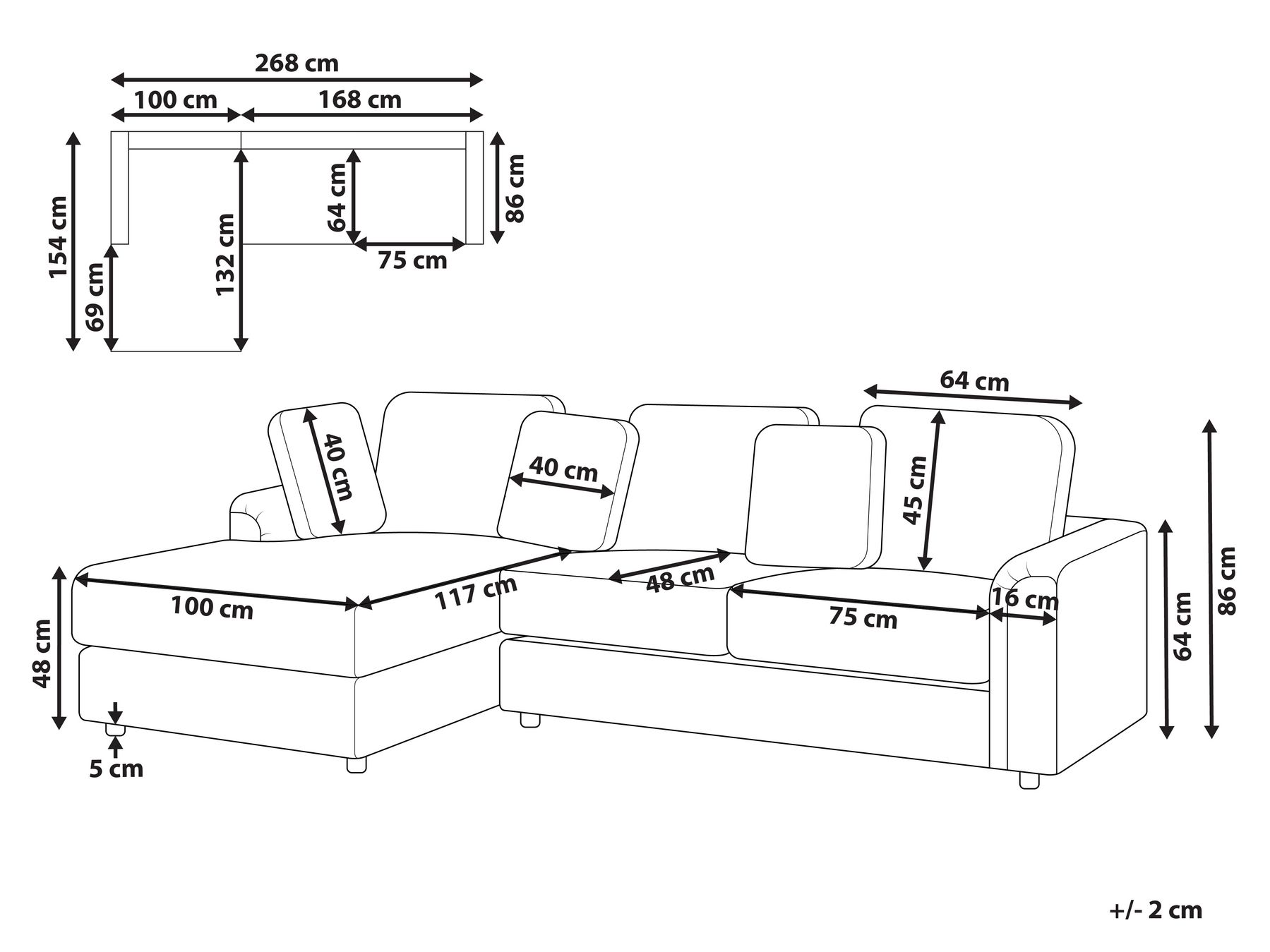 Right Hand Fabric Corner Sofa Taupe KOHLO_945109