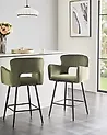 Conjunto de 2 sillas de bar SANILAC Terciopelo Verde oliva