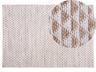 Teppich Baumwolle beige 140 x 200 cm Patchwork Kurzflor TUNCELI