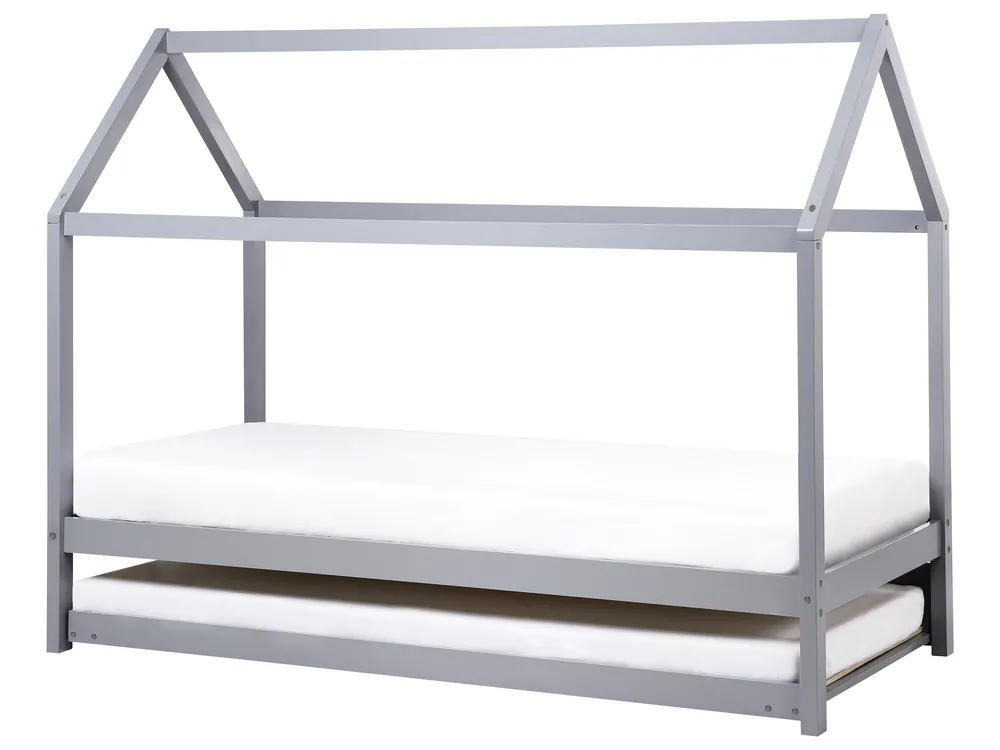 Kids Trundle Bed Pine Wood CRILLON 90 x 200 cm (EU Single) Grey_961928