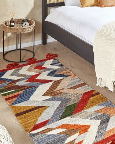 Wool Kilim Area Rug 80 x 150 cm Multicolour KANAKERAVAN