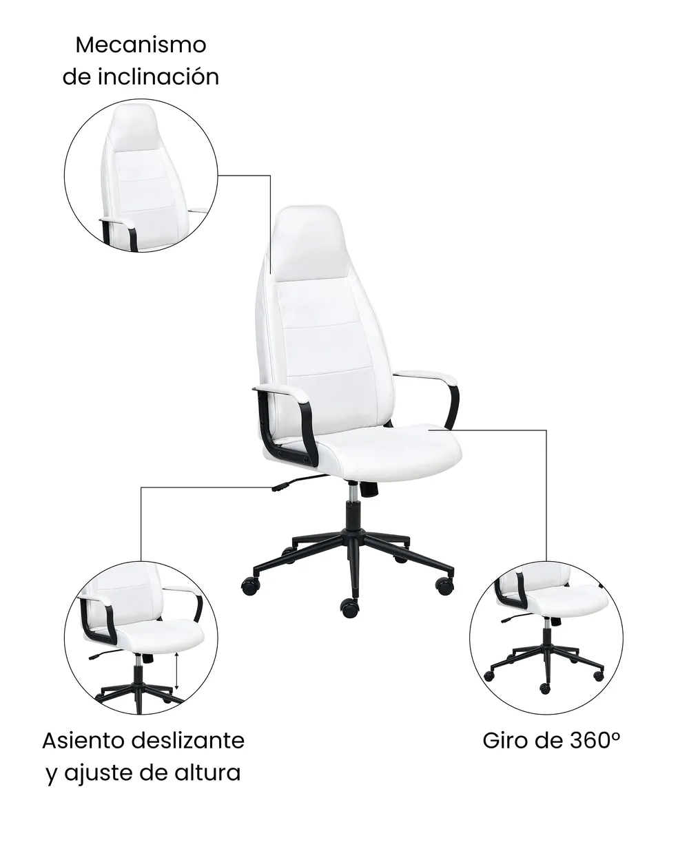 Silla de oficina REBEL Tela Blanco crema_1059695