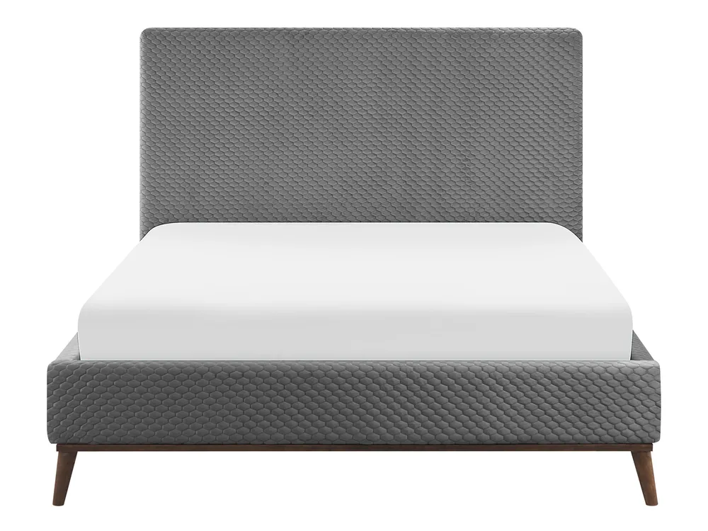 Bett mit Lattenrost Samtstoff BAYONNE 140 x 200 cm Hellgrau_770899