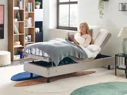 Adjustable Bed without Headboard Fabric DUKE 80 x 200 cm (EU Small Single) Beige_951691