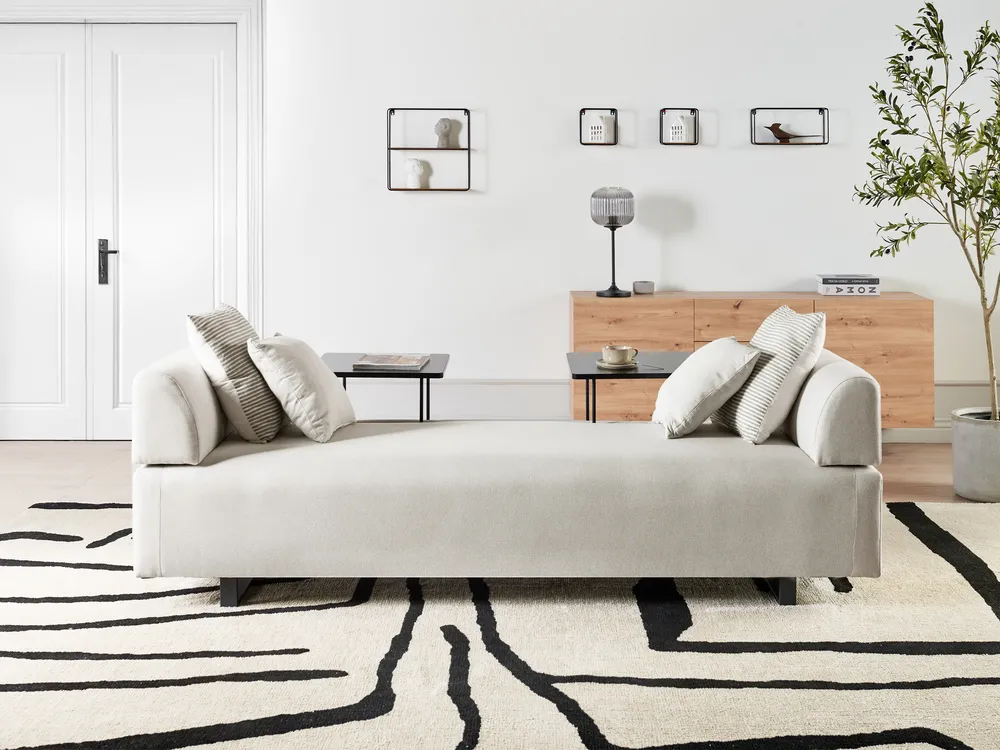 Sofa 3 Seater SOKNA with Tables Fabric Off-White_952800
