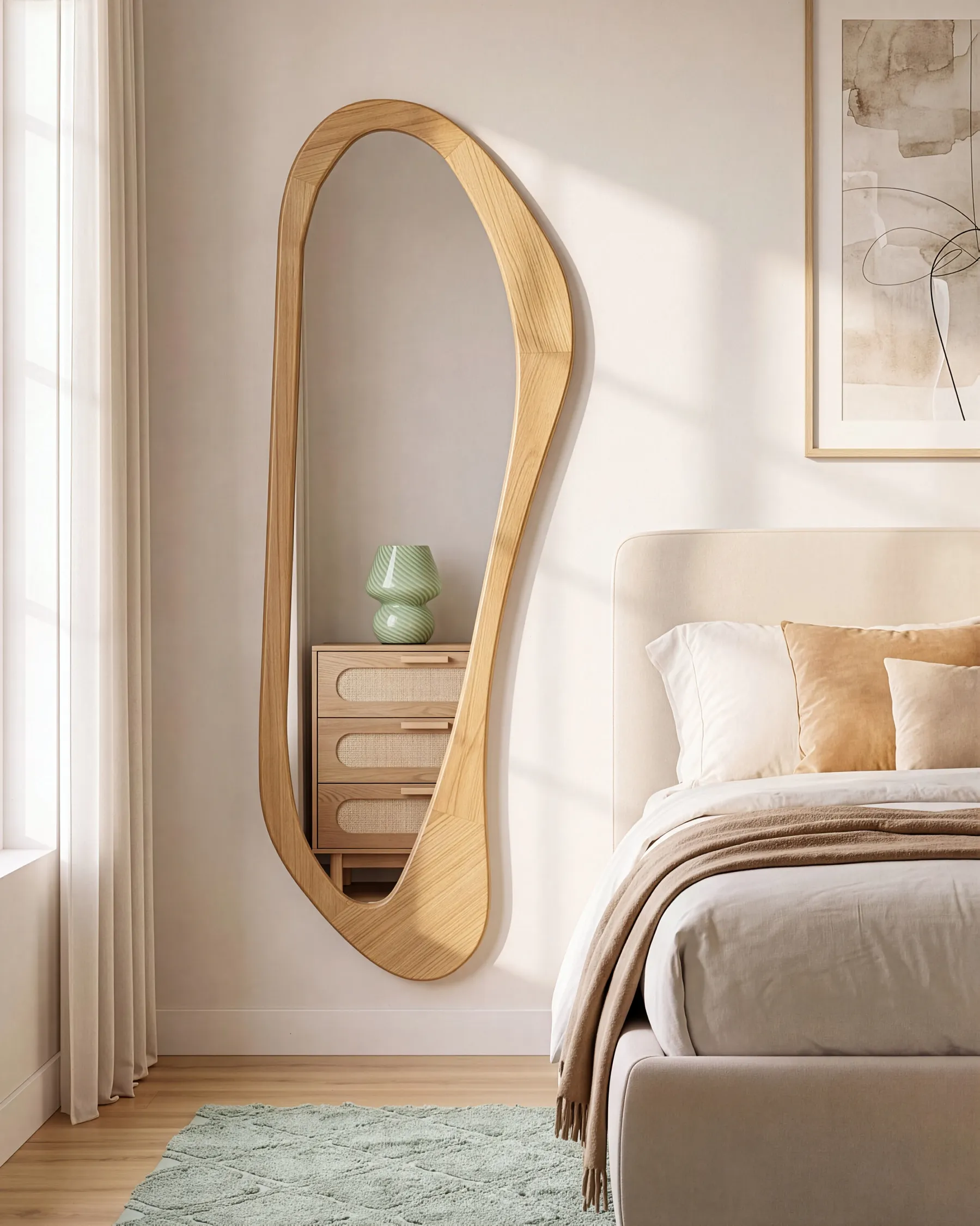 Wall Mirror SAUVILLE 50 cm 160 cm Light Brown_1144325