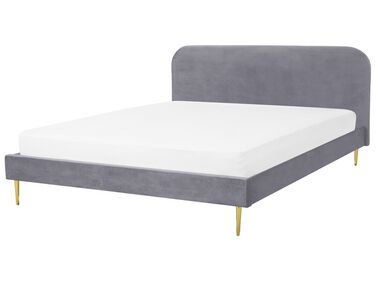 Zamatová posteľ 180 x 200 cm sivá FLAYAT