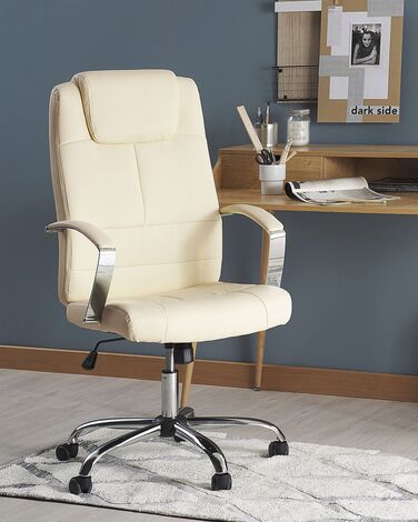 Faux Leather Executive Chair Beige WINNER