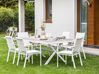 Table de jardin à rallonge 184/242 x 90 cm en aluminium bois clair et blanc FANES_928638