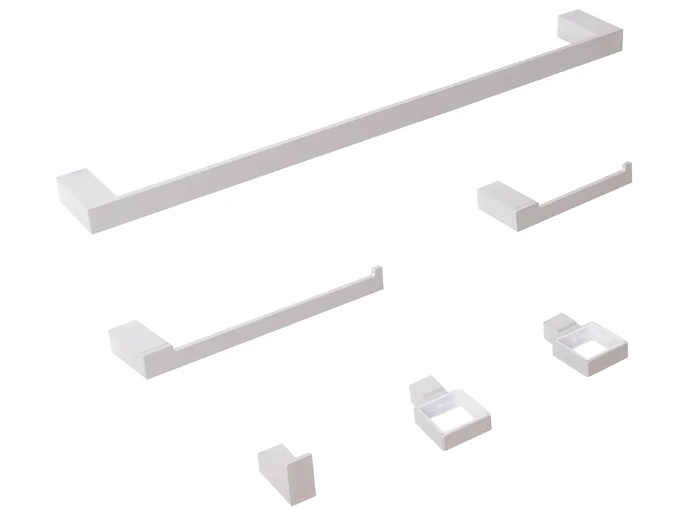 6-Piece Bathroom Hardware Set TUMACO with Towel Bars and Hooks Silver_989685