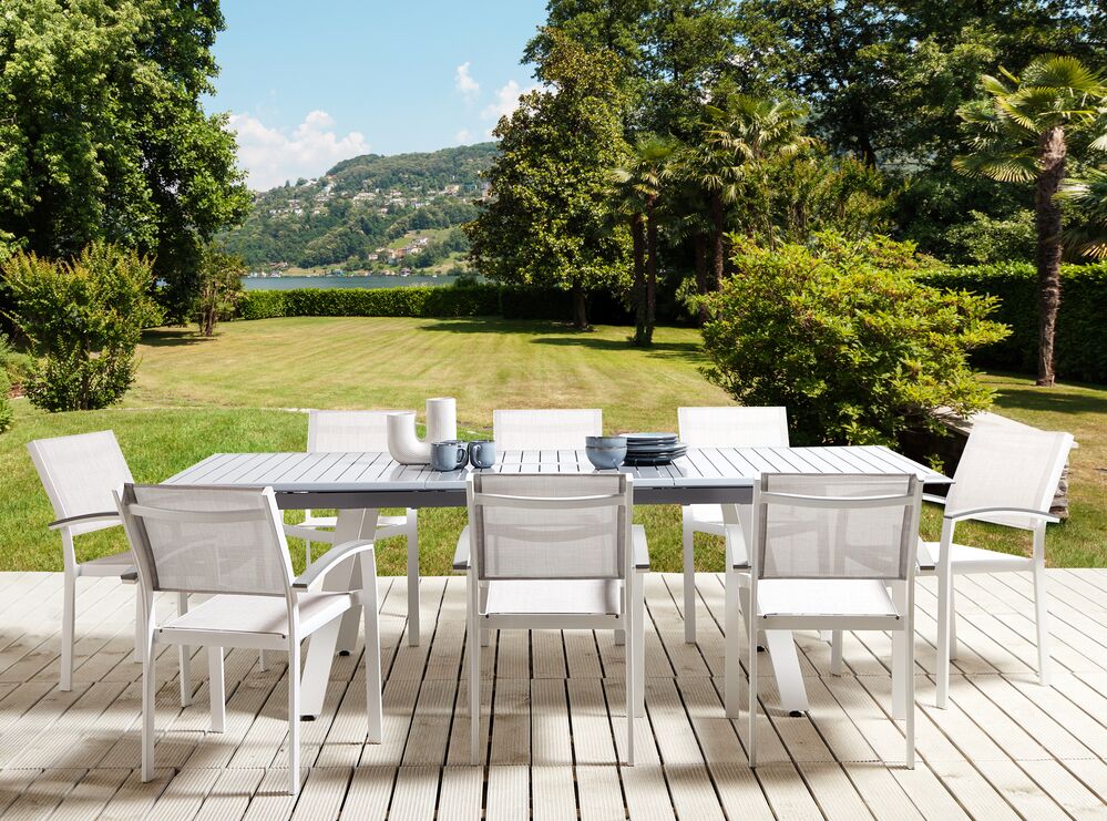 Salle à manger de jardin 8 places PERETA Métal Gris