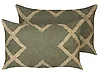 Set of 2 Decorative Cushions GOPI 30 x 50 cm Jute Green Geometric Pattern