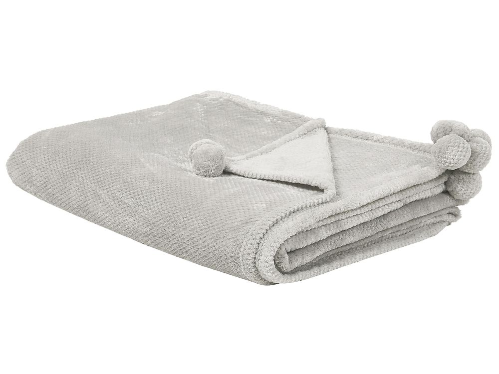 Blanket 200 x 220 cm Light Grey SAITLER Beliani.at