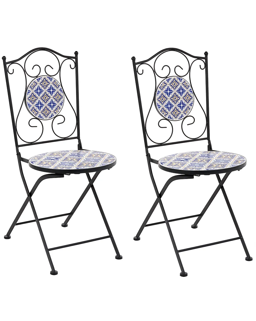 Set de 2 scaune de grădină SIPONTO Pliabil Metal Alb/Albastru