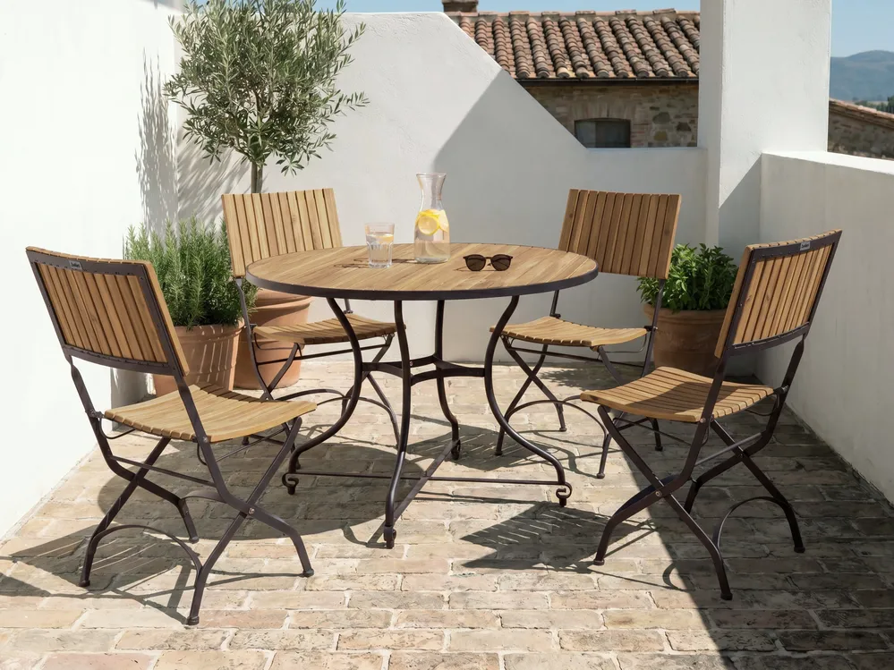 Set da pranzo da giardino 4 posti LASCARI Pieghevole Legno d'acacia Marrone chiaro_1101723