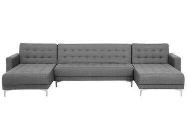 5 Seater U-shaped Modular Fabric Sofa Grey ABERDEEN