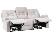 Electric Recliner Living Room Set 6 Seater BERGEN with USB Port Velvet Light Beige_1064818